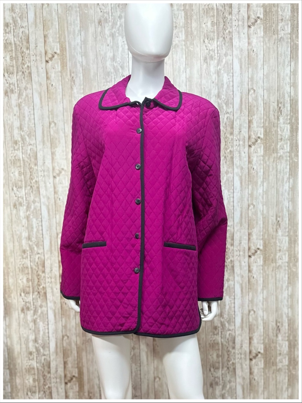 Vintage Diane von Furstenberg Silk Assets Fuchsia Quilted Jacket ~ Size M ~ CL1